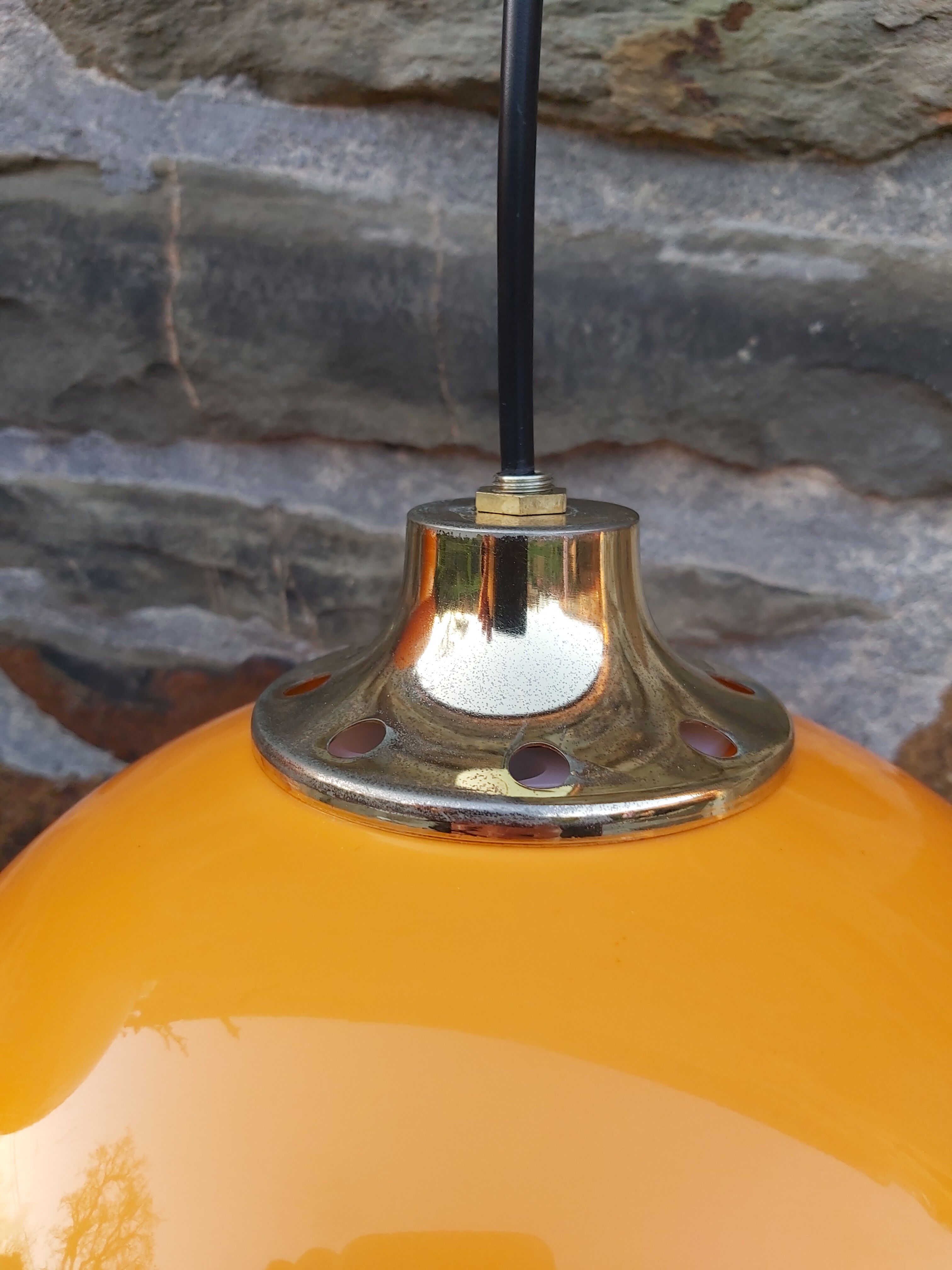 Lot de 3 suspensions orange vintage, années 70