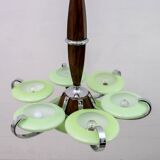 Art Deco Italian Chrome and "Incamiciato" Glass Chandelier, 1930s