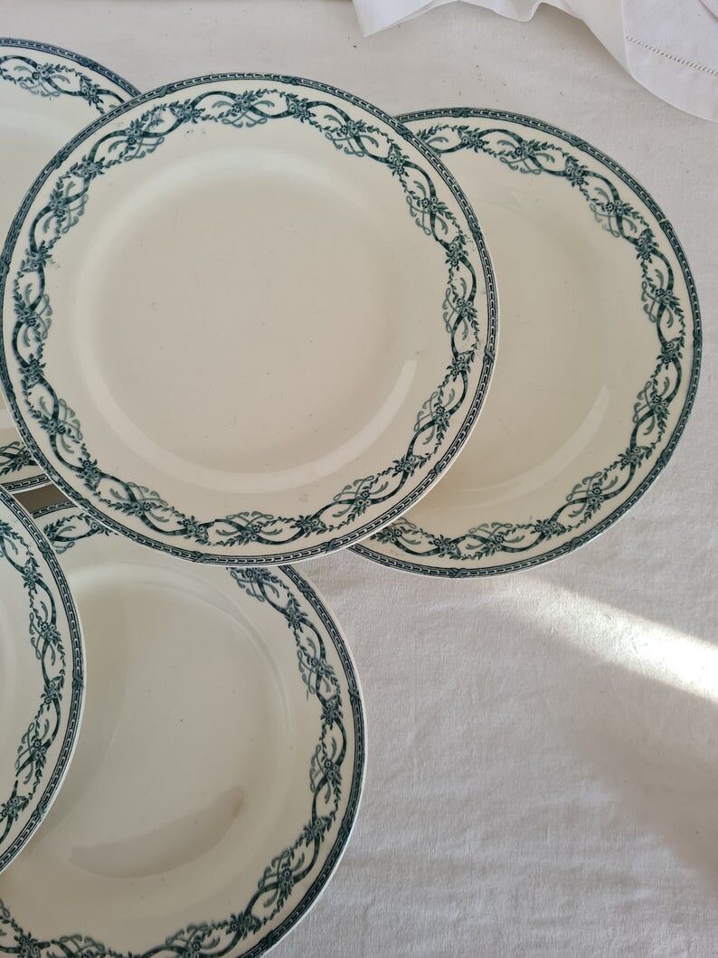 Old flat plates in "Recamier" model iron earth from the French salin factory