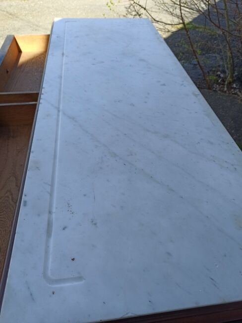 old dresser, white marble tray