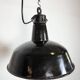 Industrial Black Enamel Factory Lamp with Cast Iron Top, 1950s