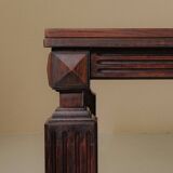 Art Deco table or desk, solid oak and marquetry, France 1930