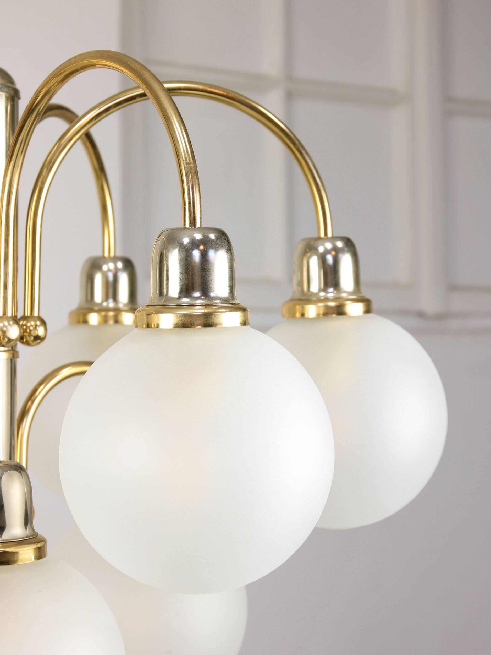 Vintage Orion Brass Ball Chandelier: Mid-Century Modern Sputnik Lighting