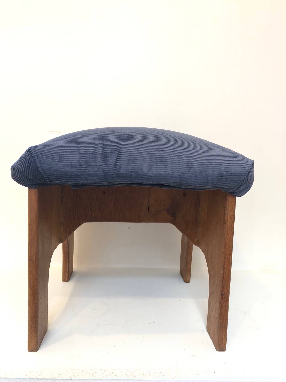 Brutalist velvet stool, 1970