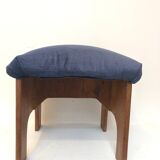 Brutalist velvet stool, 1970