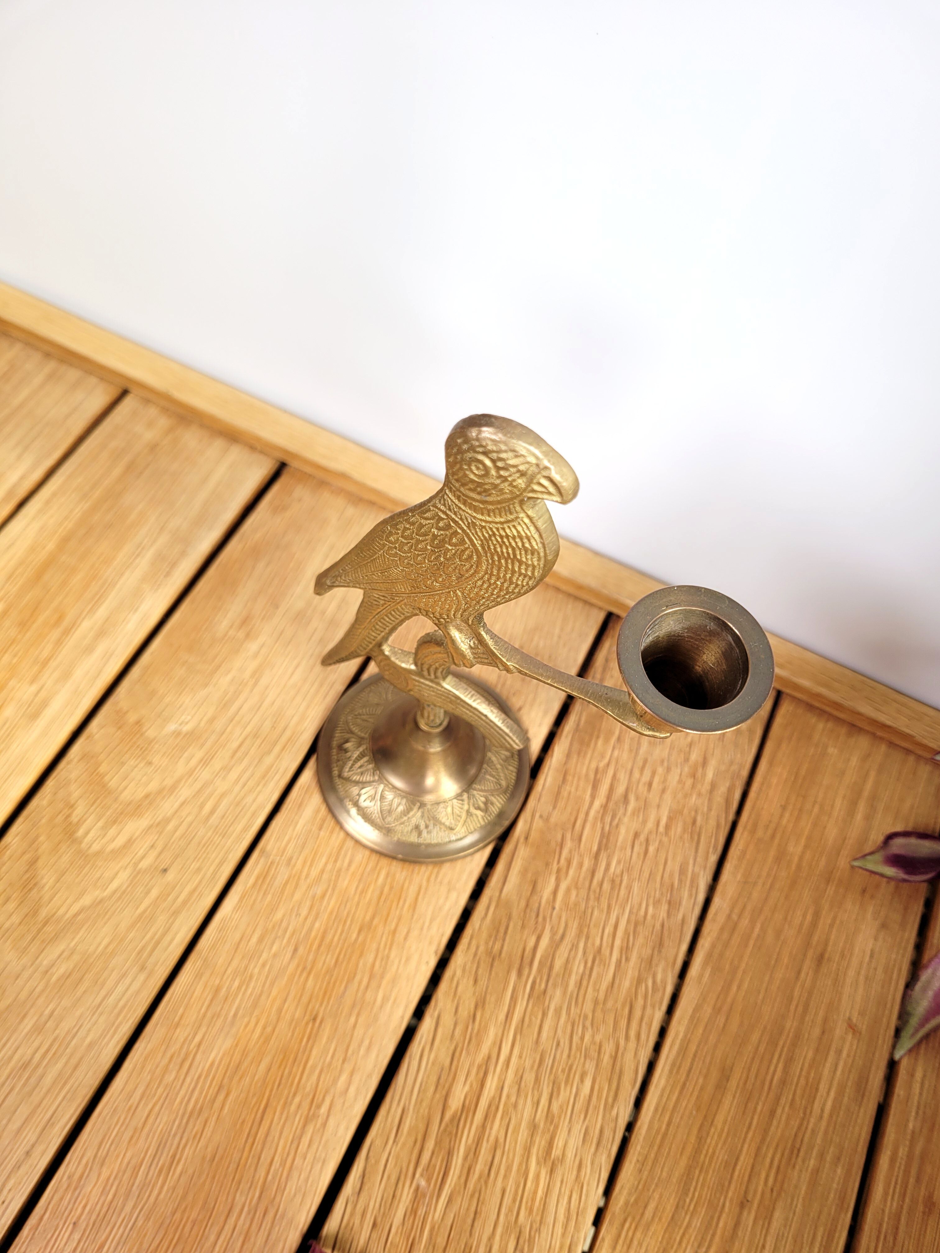Candlestick brass bird