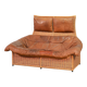 Gerard van de Berg Cognac Patchwork Leather 2-Seat Rockstyle Cane Sofa 70s