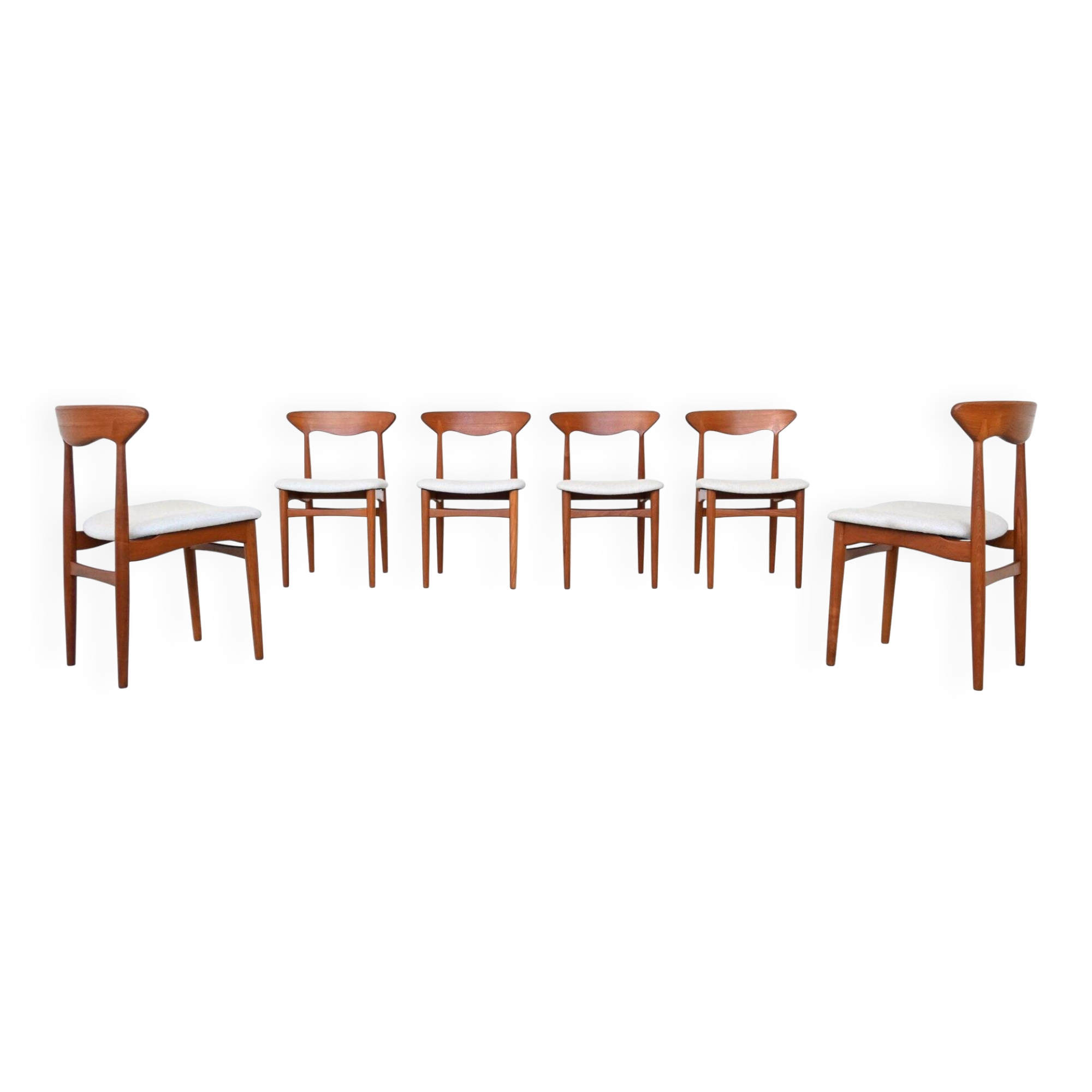 Ensemble de six chaises de salle à manger en teck de Christian Linneberg, Danemark, 1960