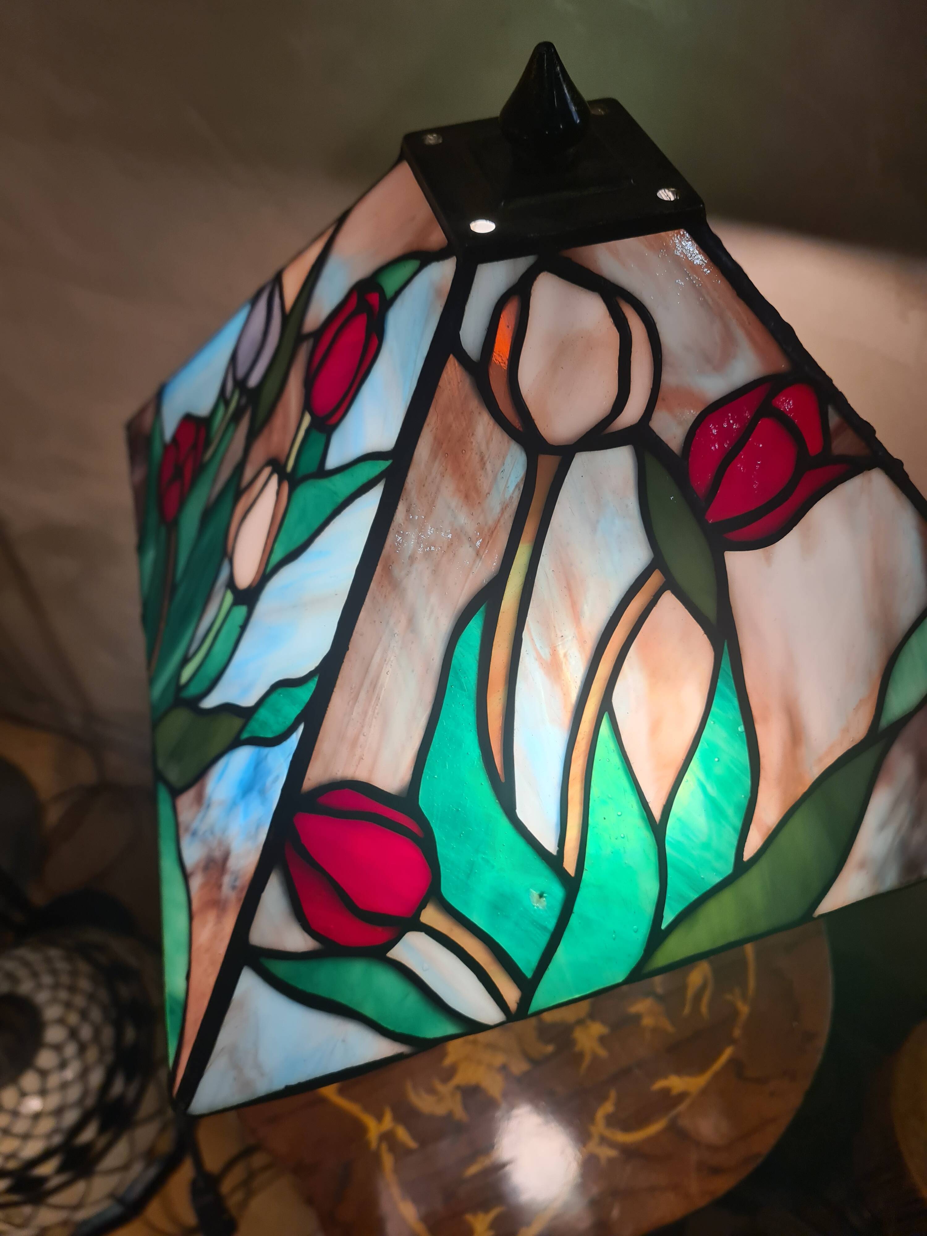 lamp 1975 to 85 origin lampshade stained glass Tiffany style 53x30 el