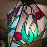 lamp 1975 to 85 origin lampshade stained glass Tiffany style 53x30 el
