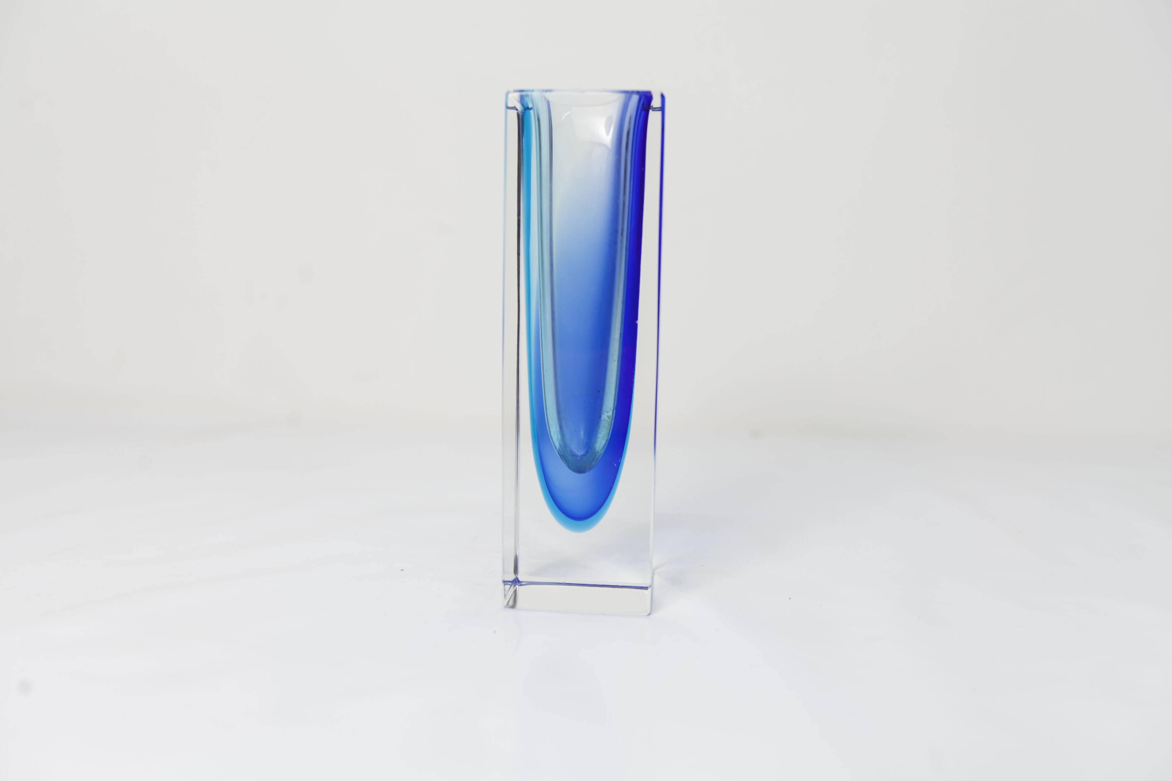 Sommerso Murano blue vase 1960