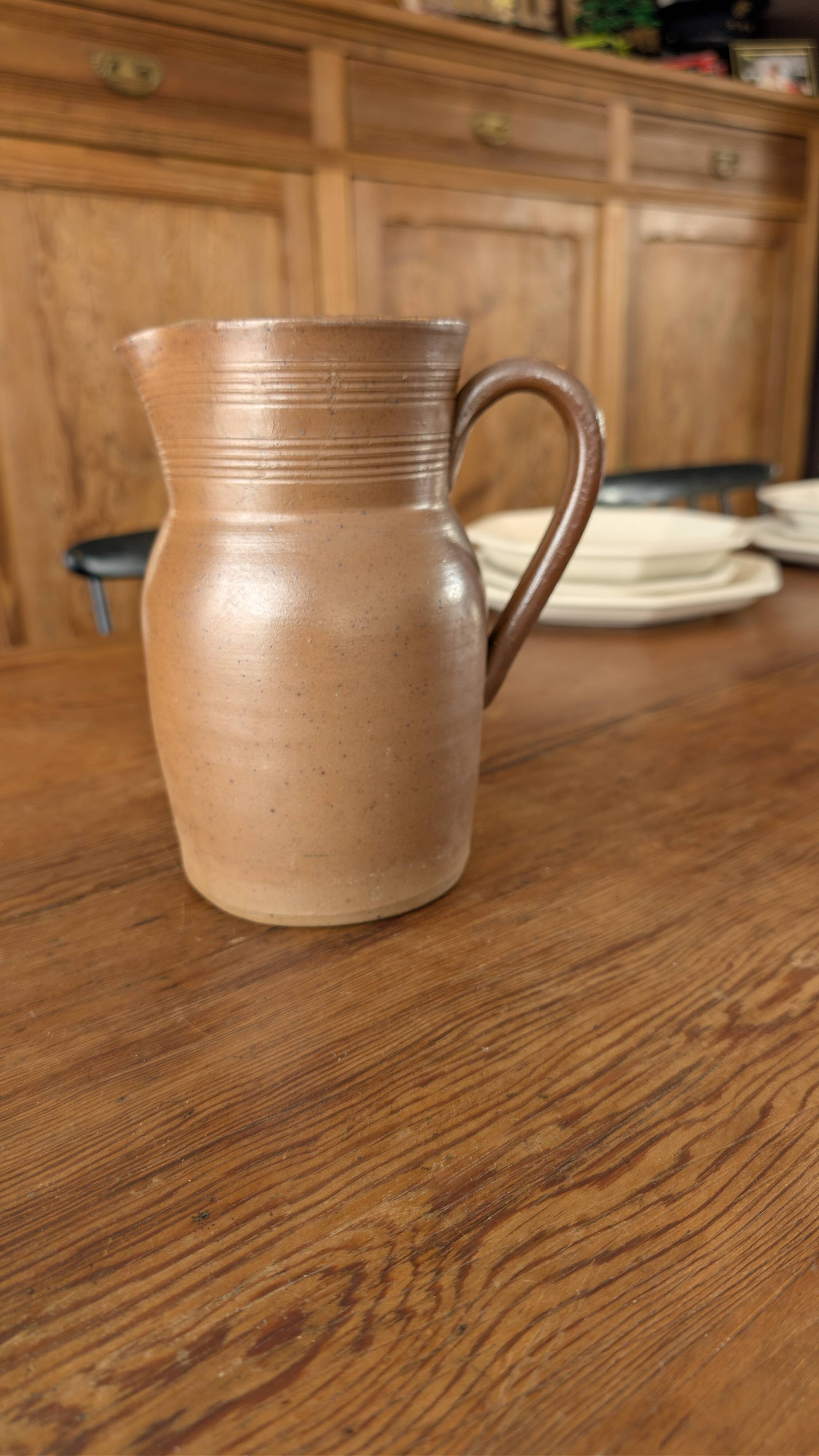 Stoneware pitcher from Berry, traditional French pottery.