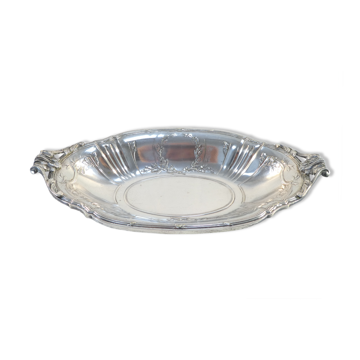 Old basket or bread basket in Silver Metal