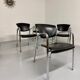 6 black leather and chrome metal chairs Brayton International vintage sa