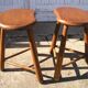 Pair of 70s wooden tripod stools