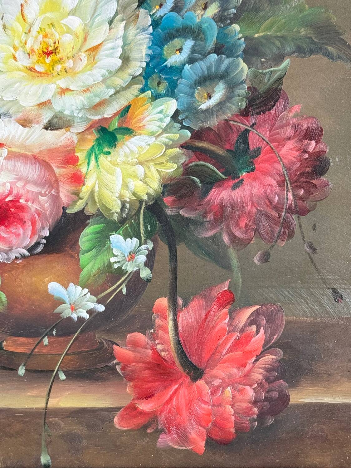 Oil on canvas W. Kerling still life with flowers