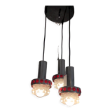 Pendant lamp 3 lights chrome - 70s