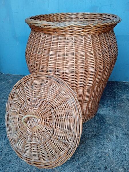 Basket 57cm woven rattan pot shape