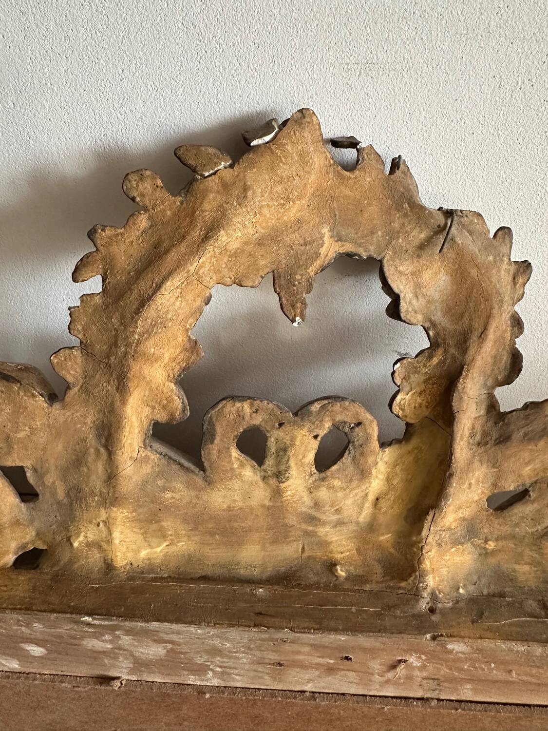 Antique gilded wood fireplace trumeau mirror 125x80