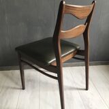 4 vintage teak dining chairs, dark green