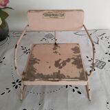 Vintage doll potty chair, wood and metal, pink, Bébéconfort