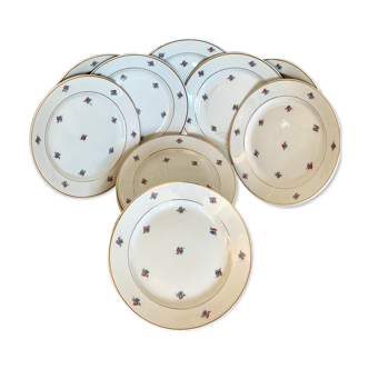 Service de 11 assiettes vintage Lunéville modèle Floréal