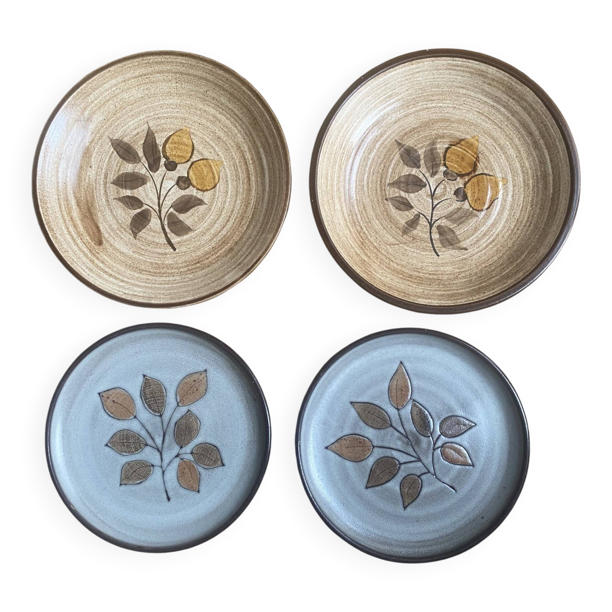 4 flower plates from Salins and Niderviller from the 1970s.