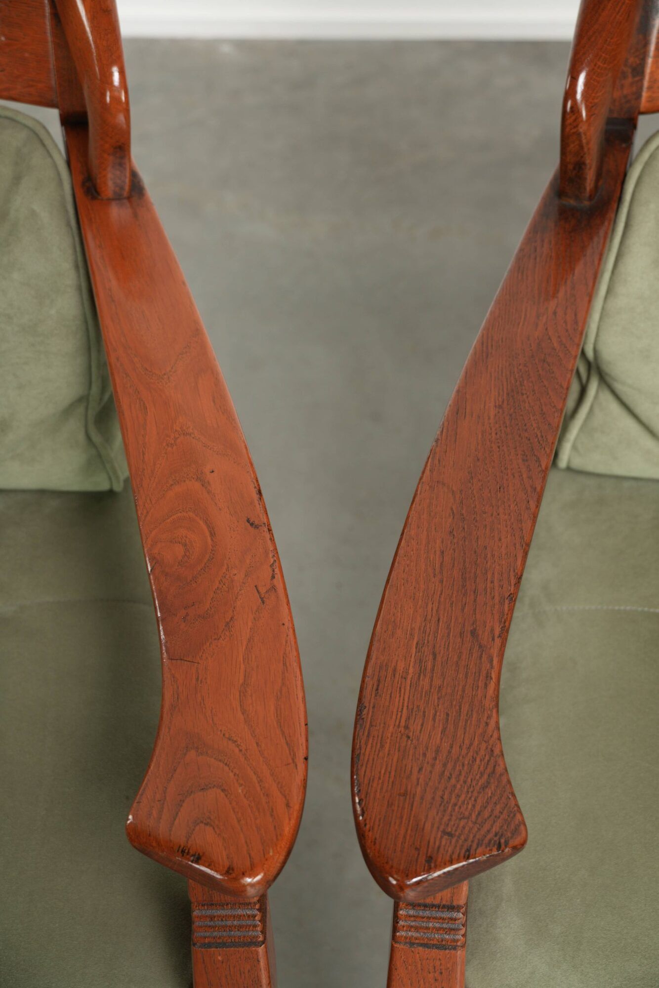 Set of 4 Art Nouveau/Jugendstil dining chairs with suede upholstery