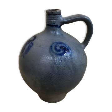 Old jar oilstone sandstone blue alsace decoration xixth vintage