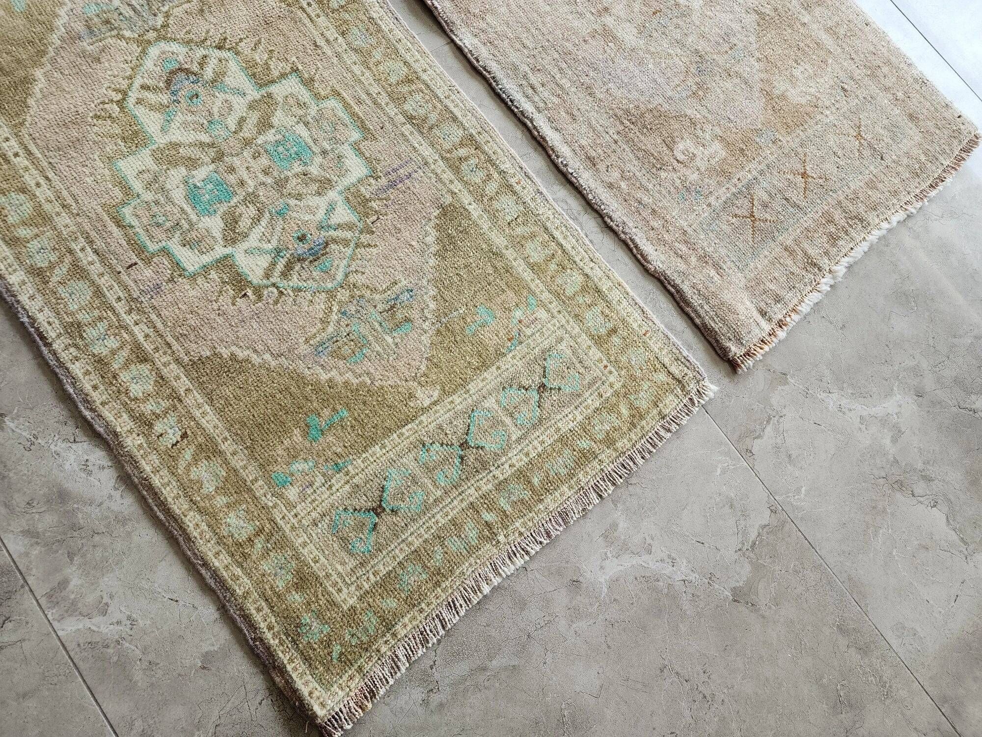 Set of 2 vintage handmade Turkish rugs 50x99 cm
