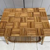 Table basse en bambou refendu et rotin 1960