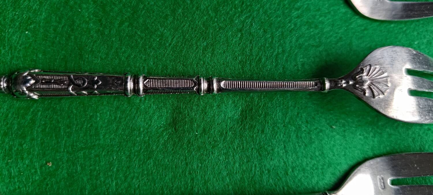 12 silver cake forks