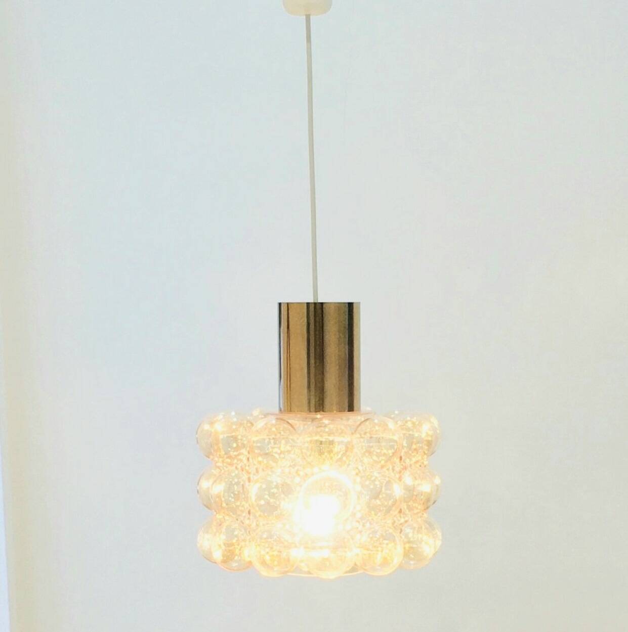 Large Mid-Century Amber Bubble Glass Ceiling Light by Helena Tynell, 1960s