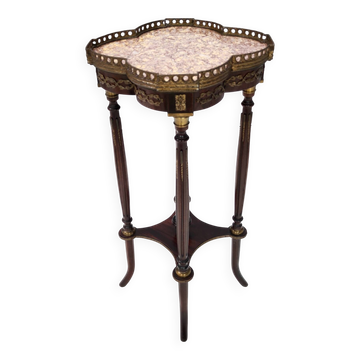Ebonized Beech Gueridon with a Broccatello Marble Top, Italy
