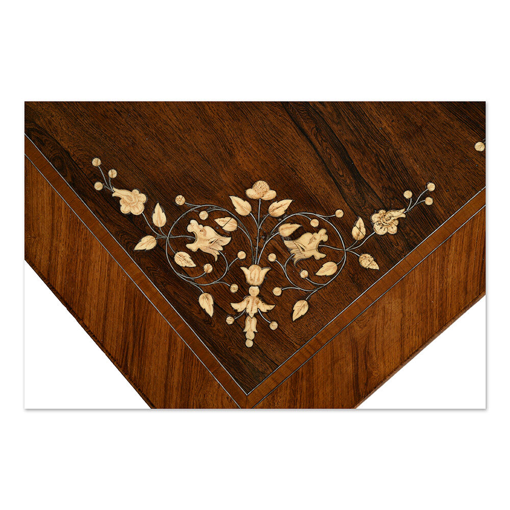 Writing table in ivory and precious wood marquetry