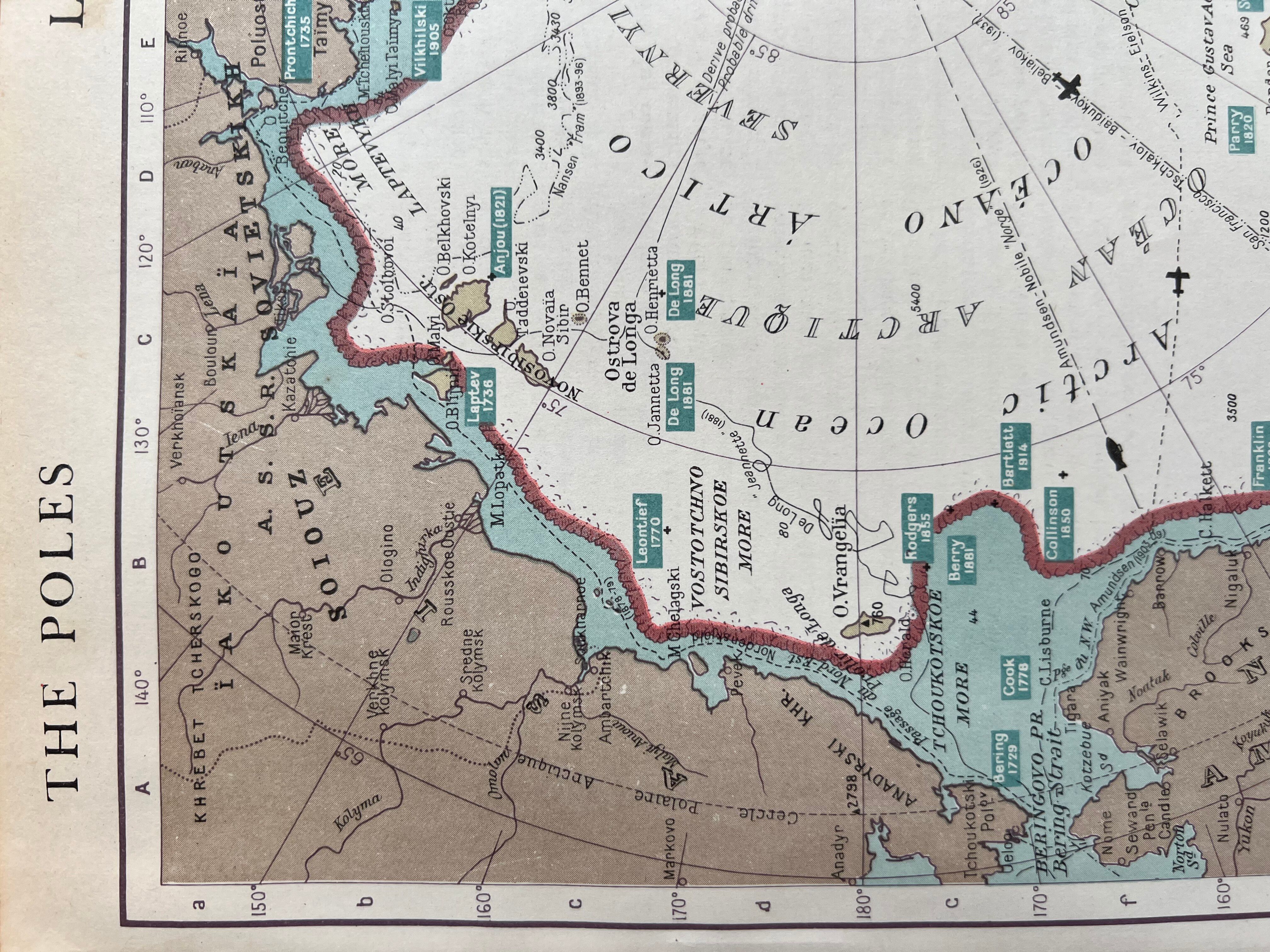 Old map The Poles — Arctic & Antarctic | Routes of the greats