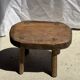 Small stool, oval solid teak accent stool with a two-tone seat.