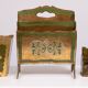 Set of 3 florentine newspaper rack, letter holder, paper basket 1960s italy