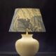 Lampe de table en céramique bleue et blanche, abat-jour Acanthus de William Morris, vintage néerlandais.