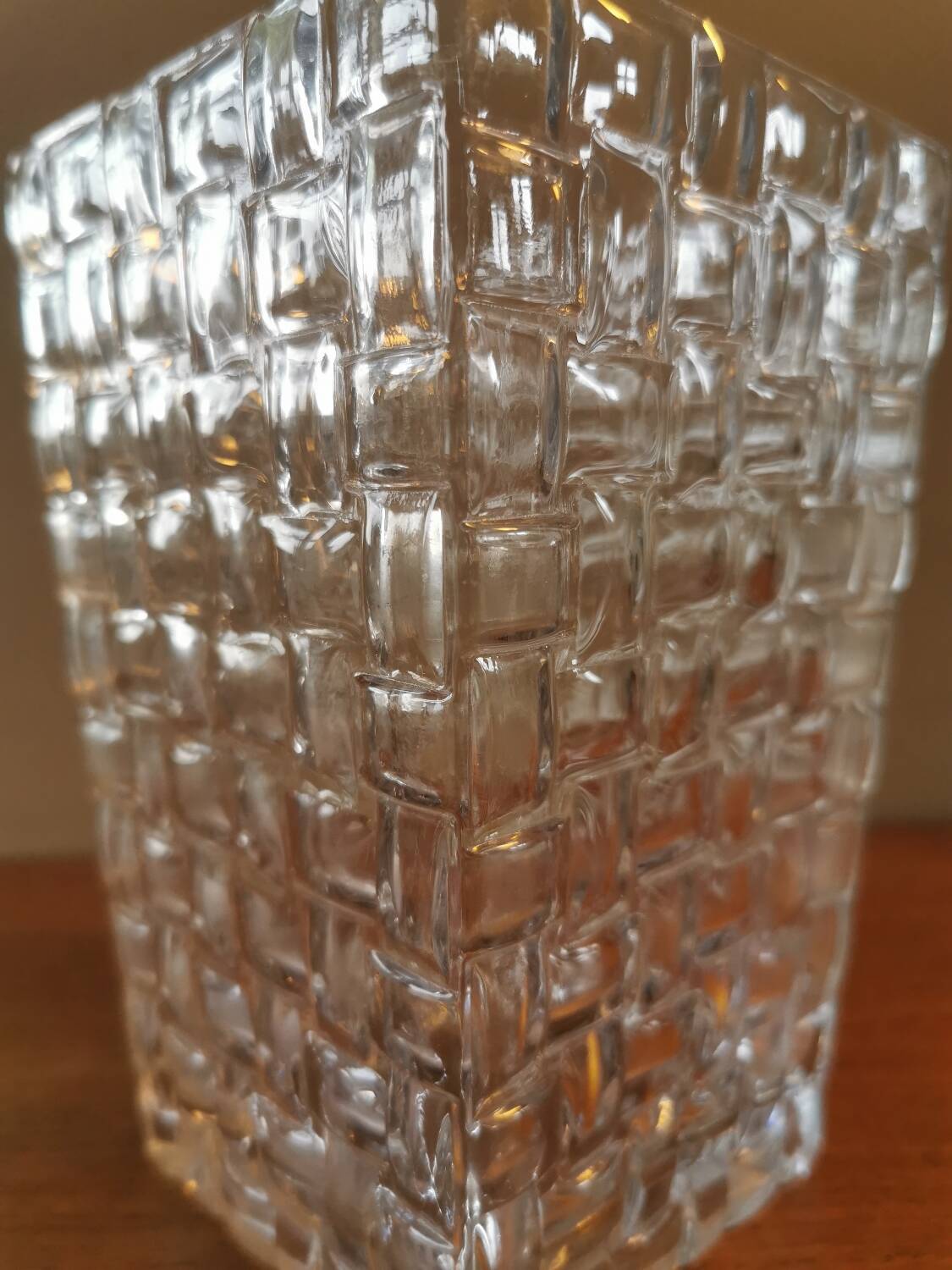 Vintage square glass vase