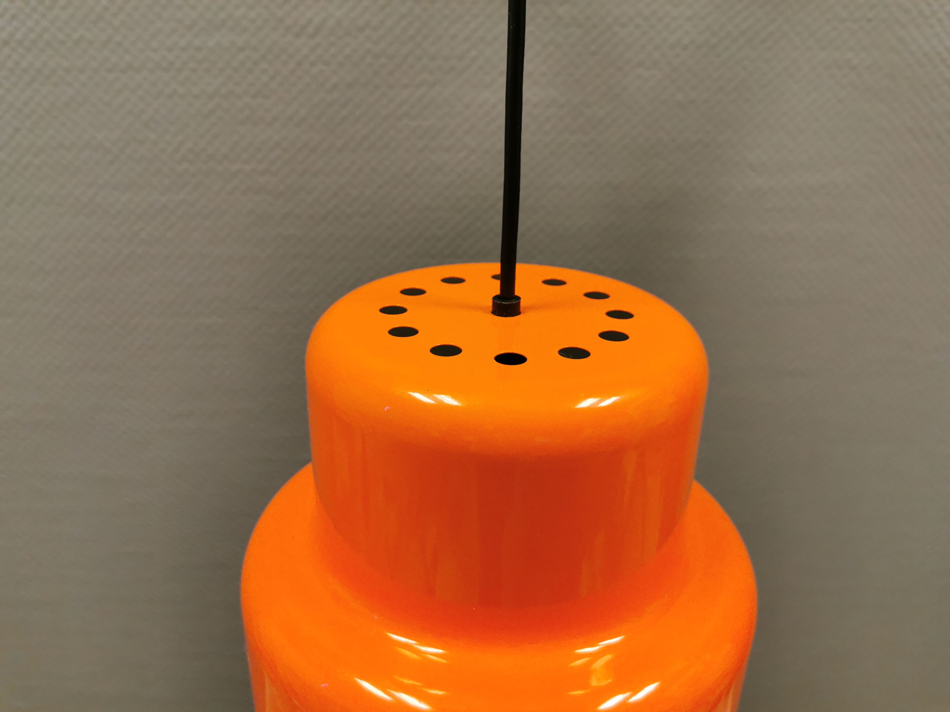 Mini poker hanging lamp in orange original colour  Jo Hammerborg