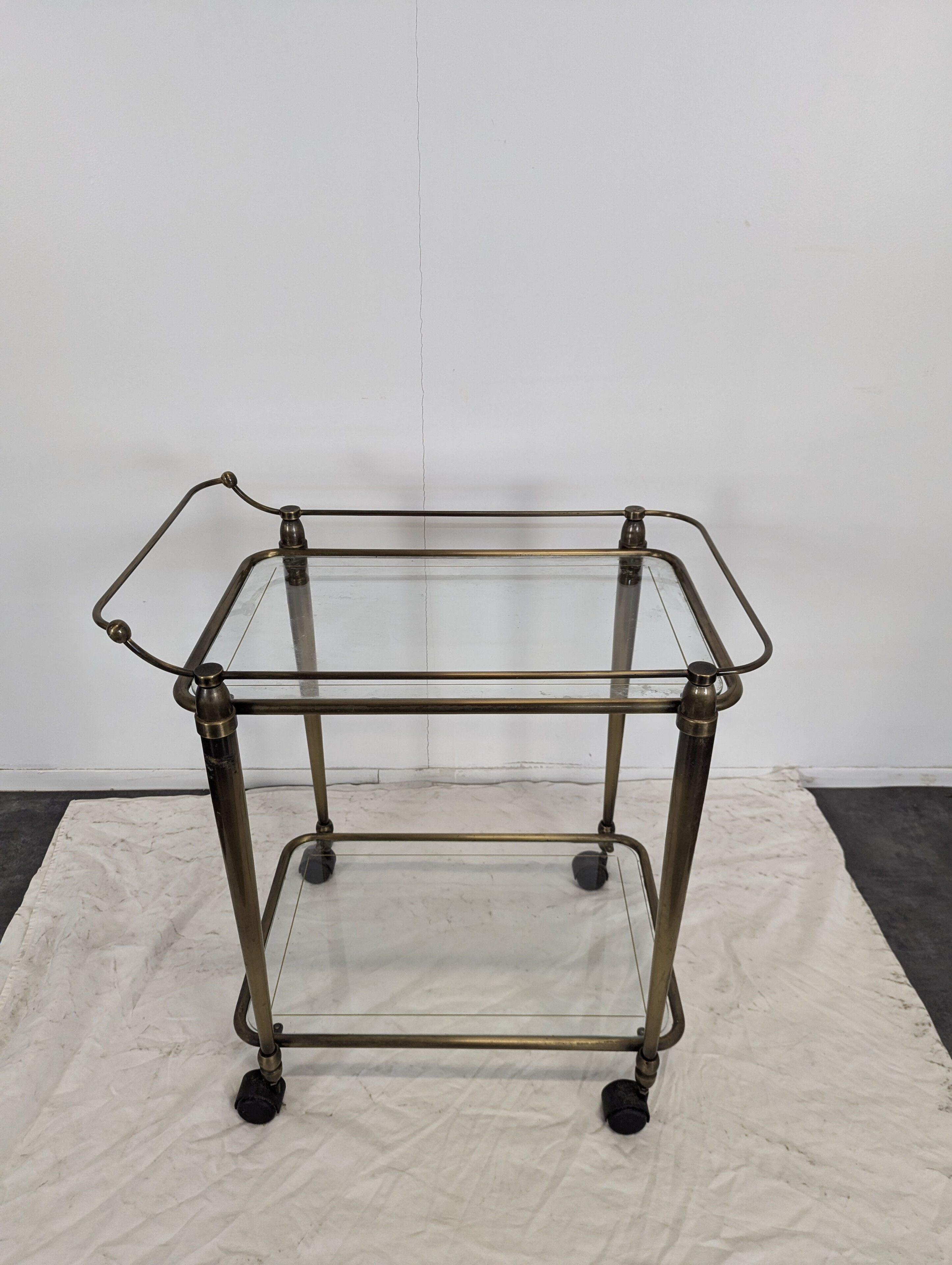 1950s brass rolling trolley