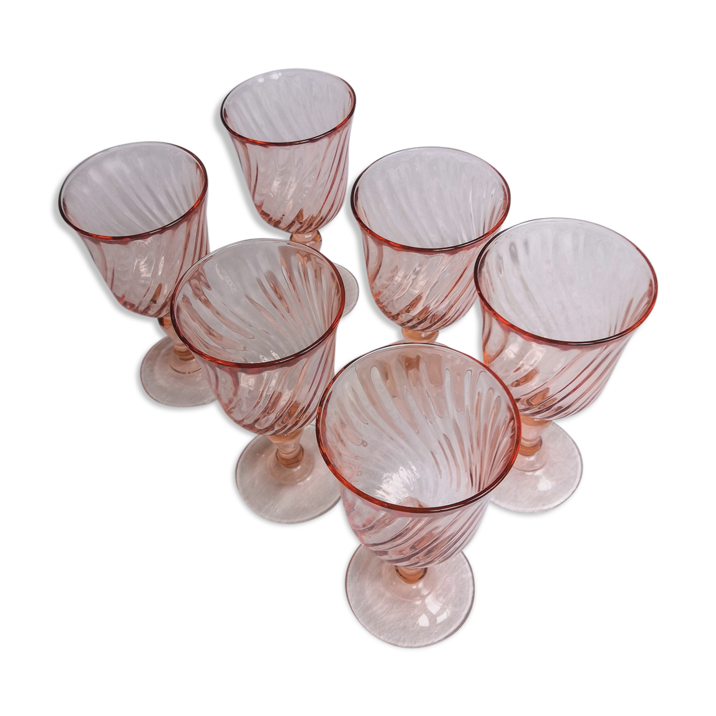 6 pink-footed glasses