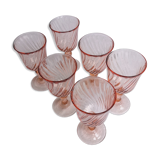 6 pink-footed glasses