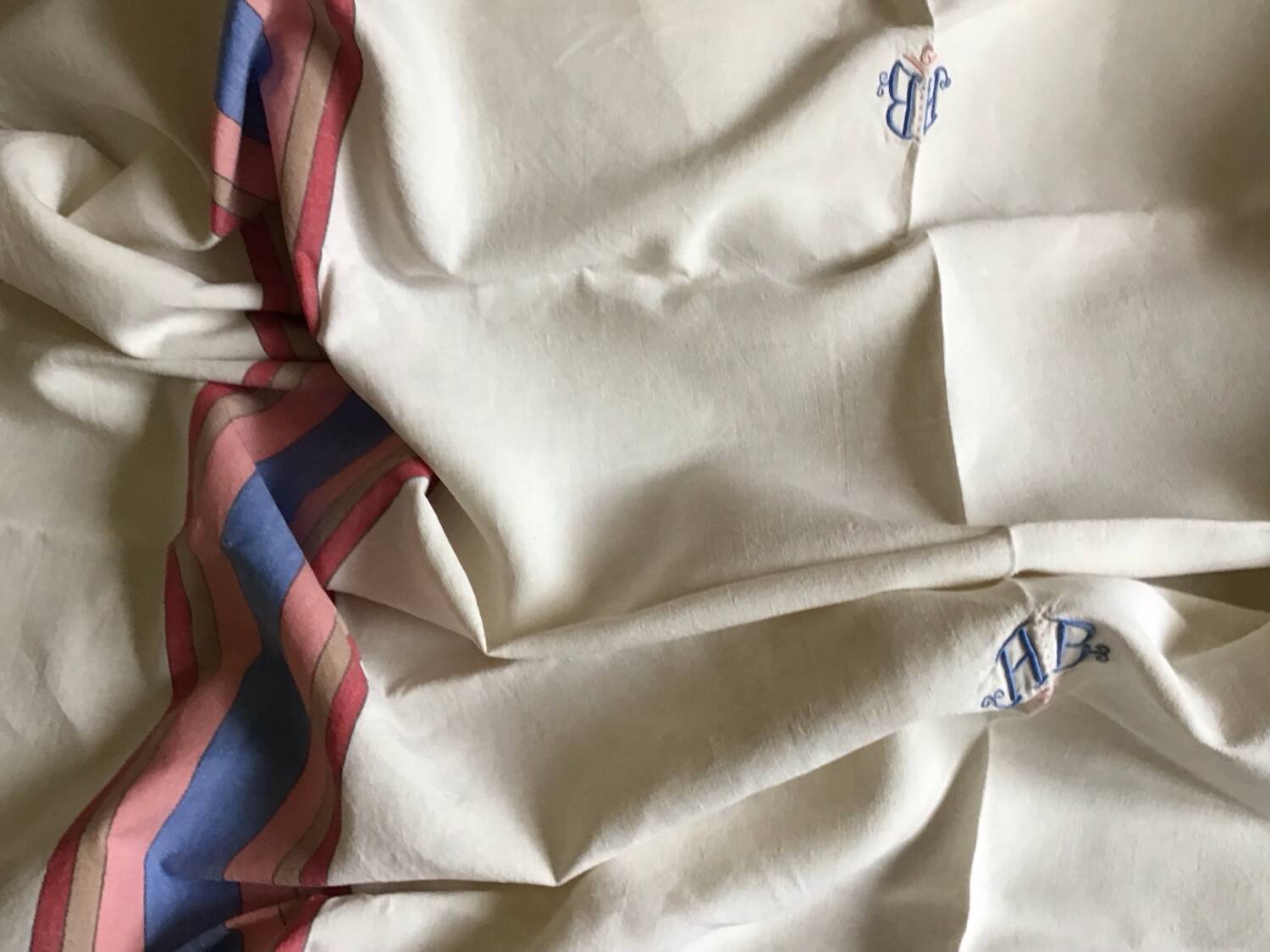 Colored striped linen tablecloth