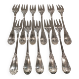 11 silver-plated cake forks, goldsmith SFAM Louis XIV style