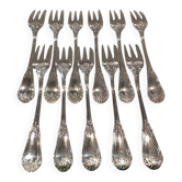 11 fourchettes à gateaux en métal argenté orfèvre SFAM style Louis XIV