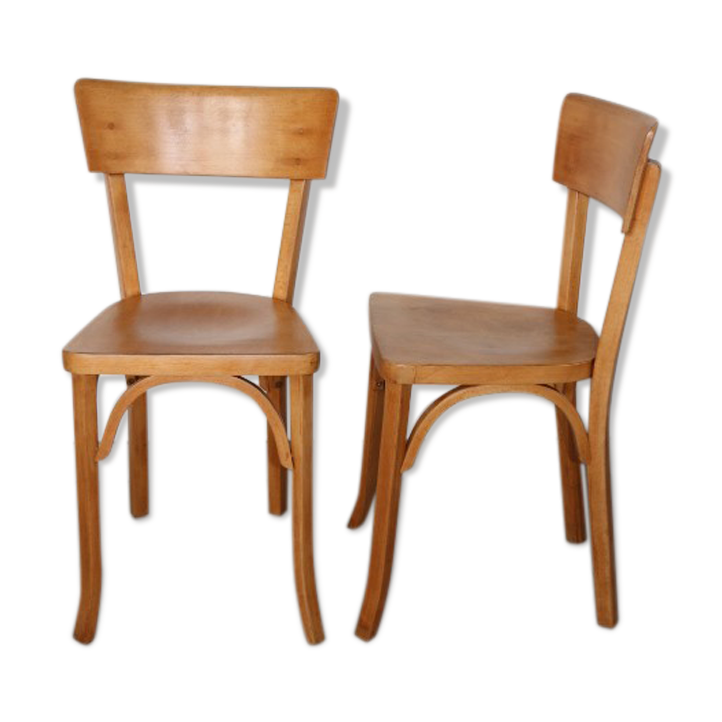 2 Baumann chairs back wide light beech