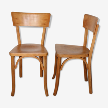 2 Baumann chairs back wide light beech