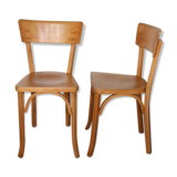 2 Baumann chairs back wide light beech